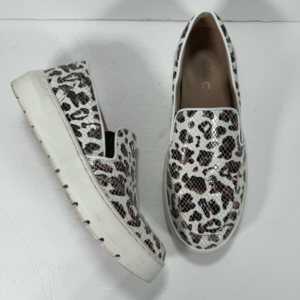 Vionic Dinora Leopard Snakeskin Slip-On Platform Sneakers White Leopard Size 6.5